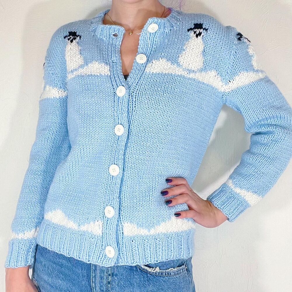 American-vintage Women's Blue and White Jumper